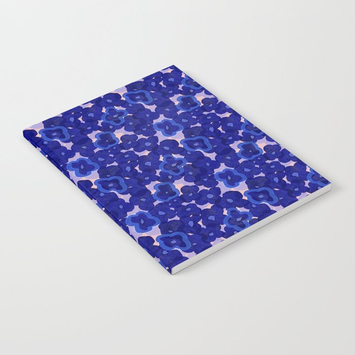 Indigo blue abstract floral pattern Notebook Gallery Image 1