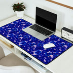 Indigo blue abstract floral pattern Desk Mat Gallery Image 2