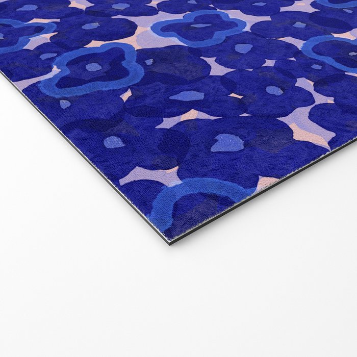 Indigo blue abstract floral pattern Welcome Mat Gallery Image 2