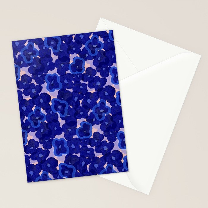 Indigo blue abstract floral pattern Stationery Card Gallery Image 2