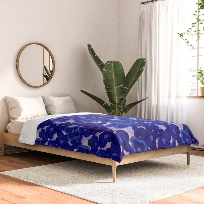 Indigo blue abstract floral pattern Comforter Gallery Image 2