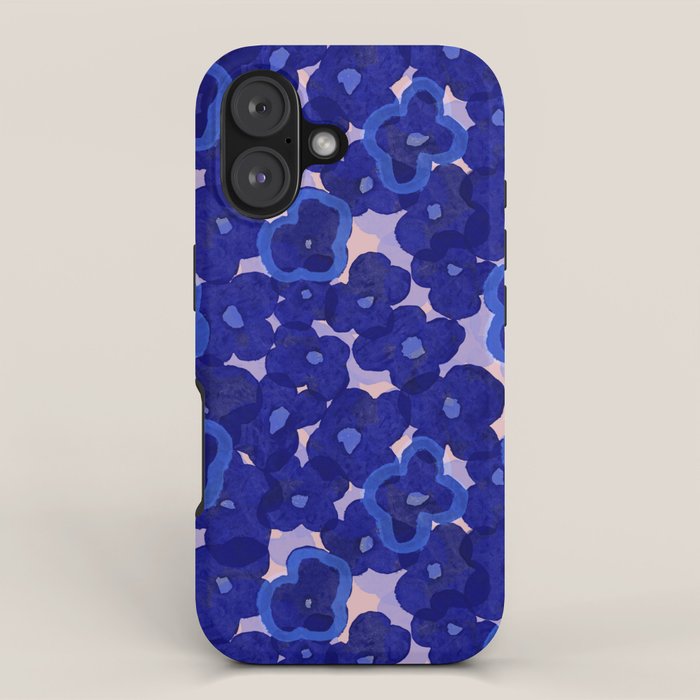 Indigo blue abstract floral pattern iPhone Case Gallery Image 1