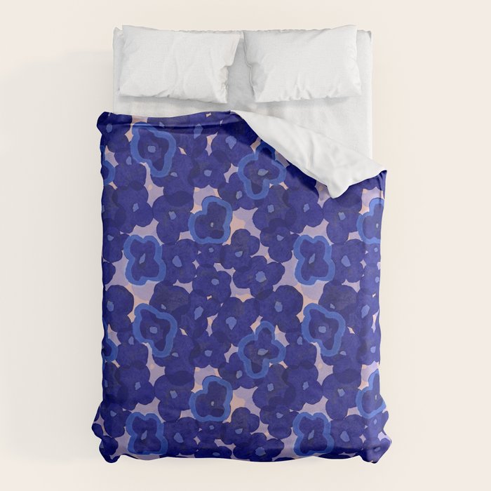 Indigo blue abstract floral pattern Duvet Cover Gallery Image 6