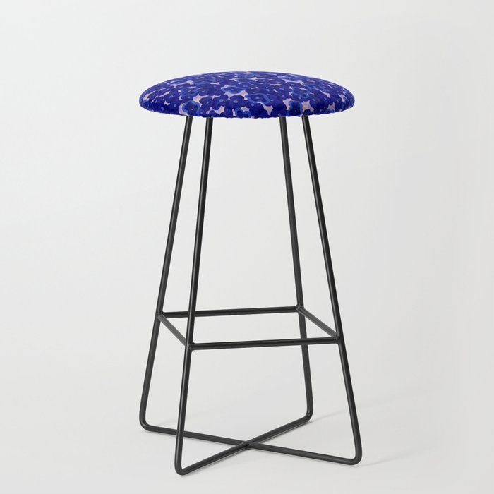 Indigo blue abstract floral pattern Stool Gallery Image 1