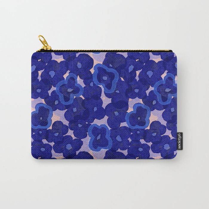 Indigo blue abstract floral pattern Carry All Pouch Gallery Image 1