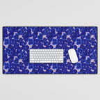 Indigo blue abstract floral pattern Desk Mat Gallery Image 1