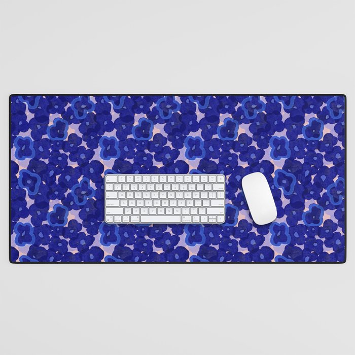 Indigo blue abstract floral pattern Desk Mat Gallery Image 1