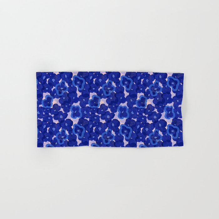 Indigo blue abstract floral pattern Bath Towel Gallery Image 1