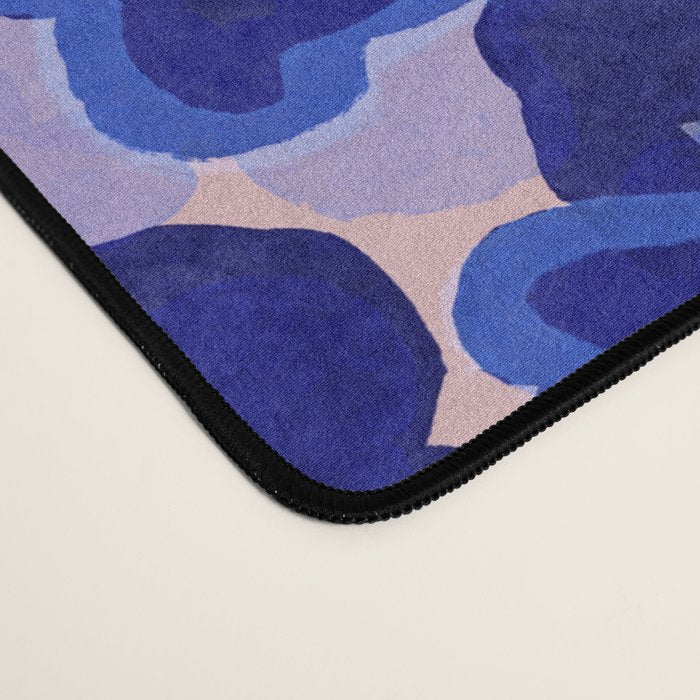 Indigo blue abstract floral pattern Desk Mat Gallery Image 4