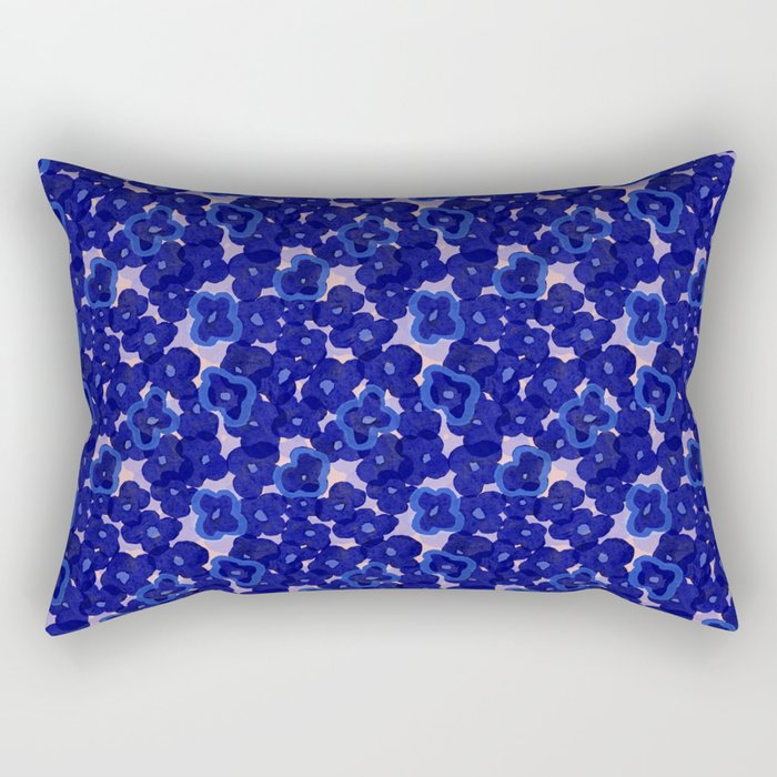 Indigo blue abstract floral pattern Rectangular Pillow Gallery Image 1