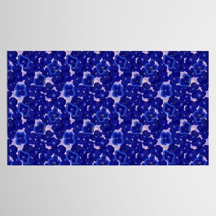 Indigo blue abstract floral pattern Tablecloth Gallery Image 2