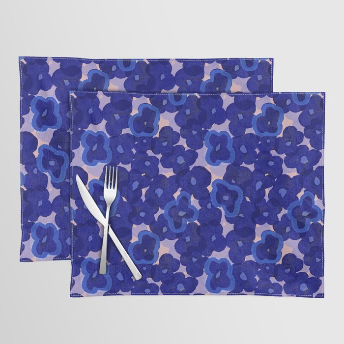 Indigo blue abstract floral pattern Placemat Gallery Image 1