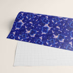 Indigo blue abstract floral pattern Wrapping Paper Gallery Image 2