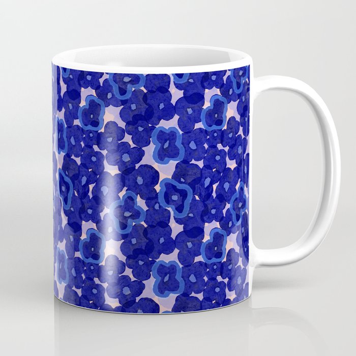 Indigo blue abstract floral pattern Coffee Mug Gallery Image 1
