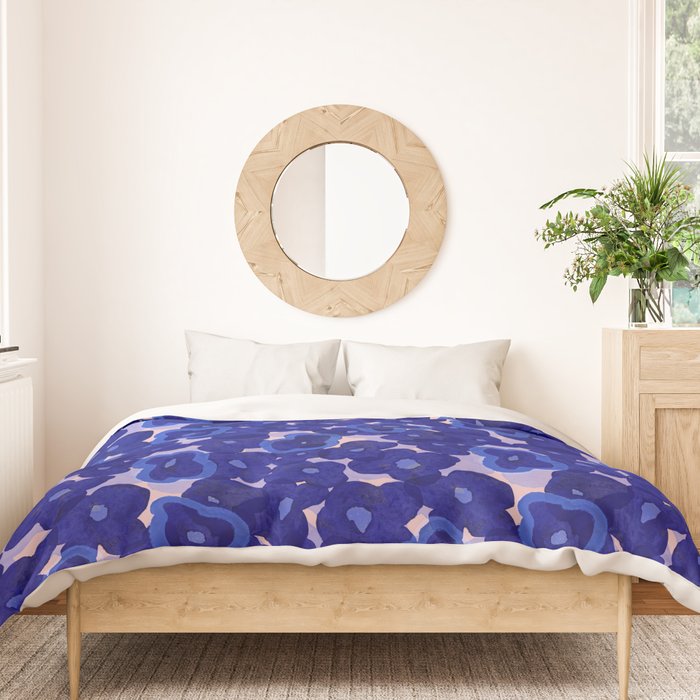 Indigo blue abstract floral pattern Duvet Cover Gallery Image 3