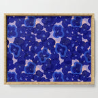 Indigo blue abstract floral pattern Serving Tray Gallery Image 1