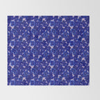 Indigo blue abstract floral pattern Throw Blanket Gallery Image 2