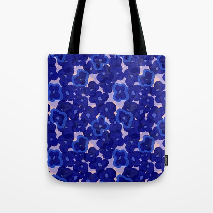 Indigo blue abstract floral pattern Tote Bag Gallery Image 1