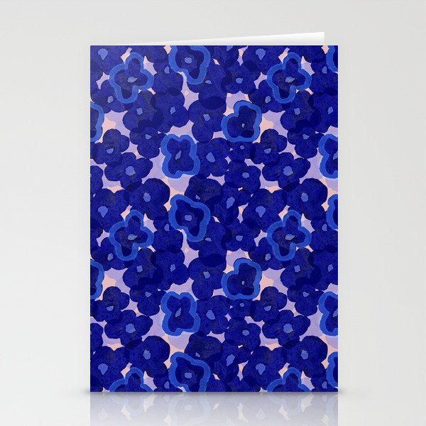 Indigo blue abstract floral pattern Stationery Card Gallery Image 1