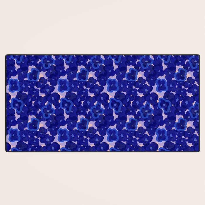Indigo blue abstract floral pattern Desk Mat Gallery Image 3