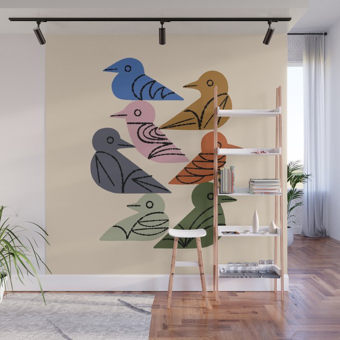 Painted Birds Wall Mural Gallery Image 1