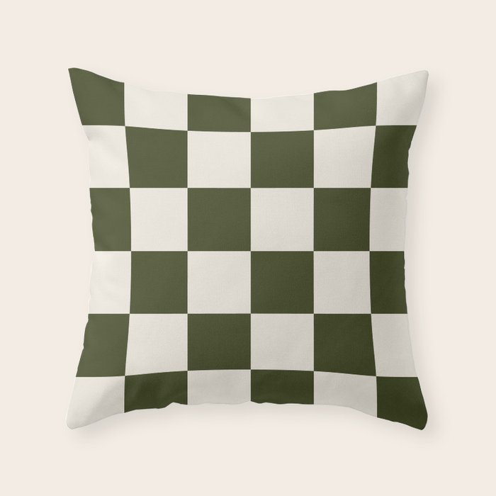 Checkered (Olive Cream) Throw Pillow Gallery Image 6
