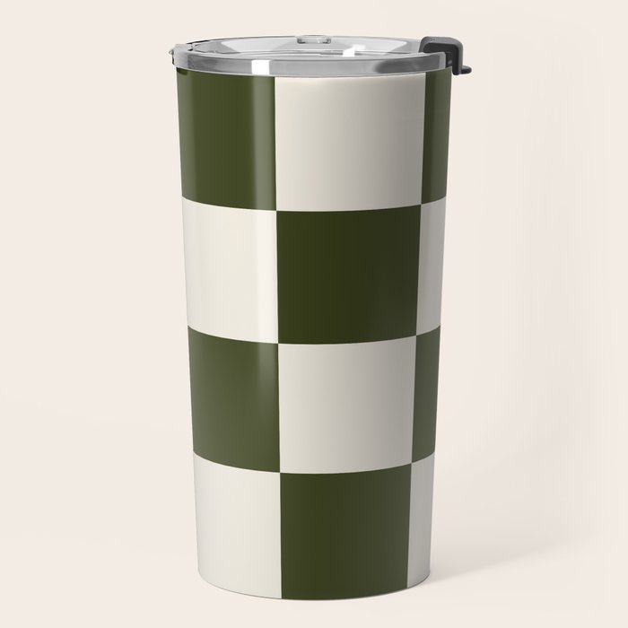 Checkered (Olive Cream) Travel Mug Gallery Image 2