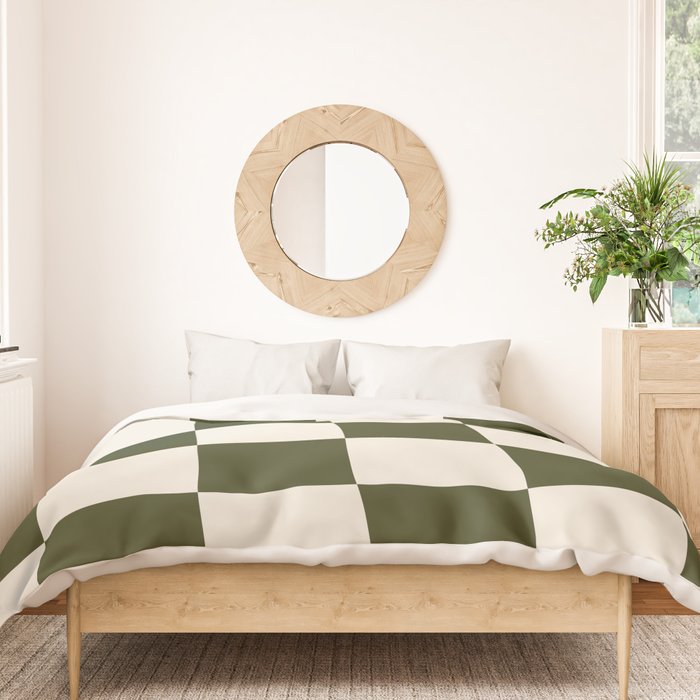 Checkered (Olive Cream) Duvet Cover Gallery Image 3