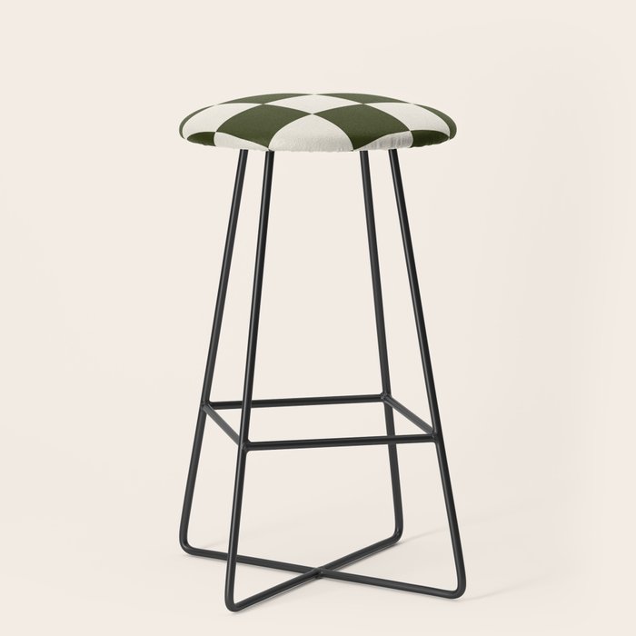 Checkered (Olive Cream) Stool Gallery Image 1