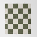 Checkered (Olive Cream) Throw Blanket Gallery Image 2