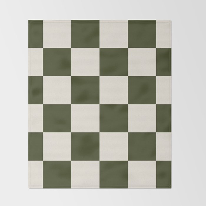 Checkered (Olive Cream) Throw Blanket Gallery Image 2