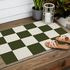 Checkered (Olive Cream) Outdoor Rug Gallery Image 2