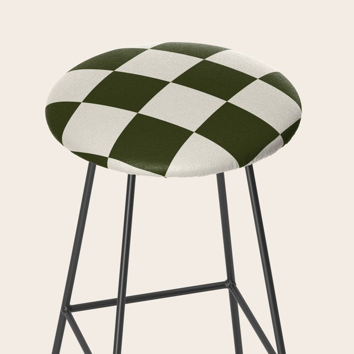 Checkered (Olive Cream) Stool Gallery Image 2