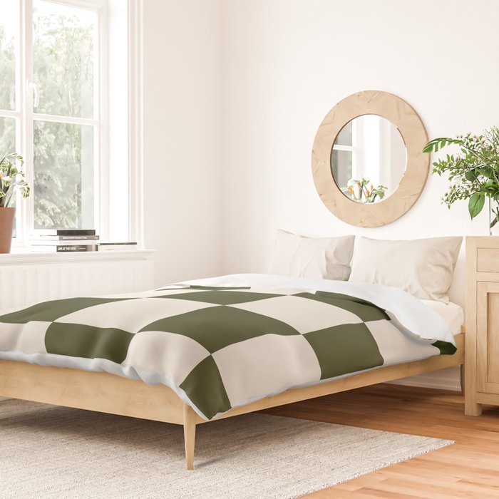 Checkered (Olive Cream) Duvet Cover Gallery Image 2