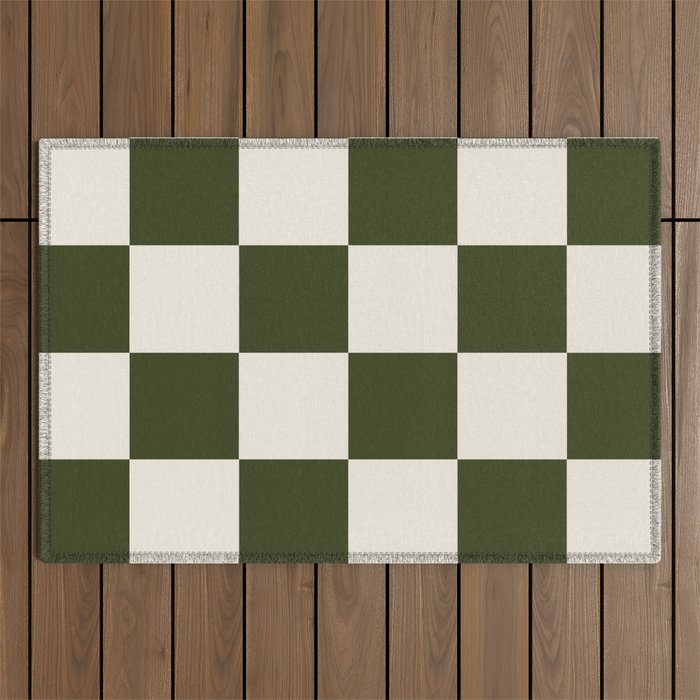 Checkered (Olive Cream) Outdoor Rug Gallery Image 1