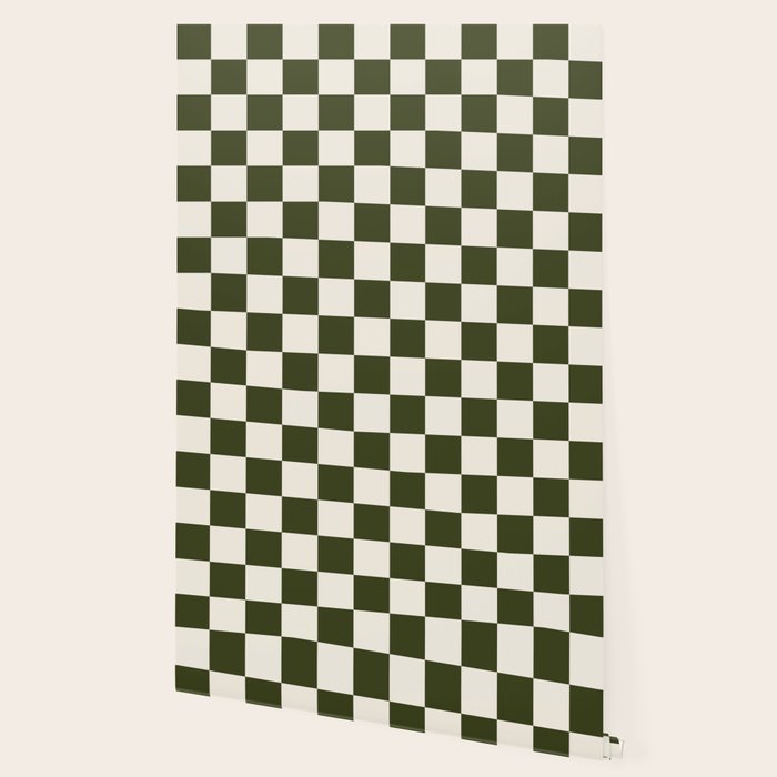 Checkered (Olive Cream) Wallpaper Gallery Image 2