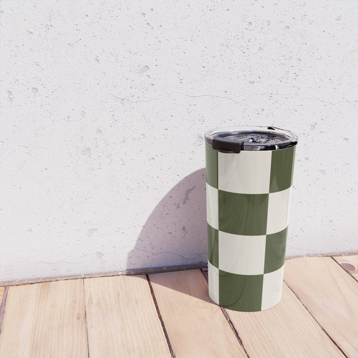 Checkered (Olive Cream) Travel Mug Gallery Image 4