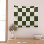 Checkered (Olive Cream) Wall Tapestry Gallery Image 2