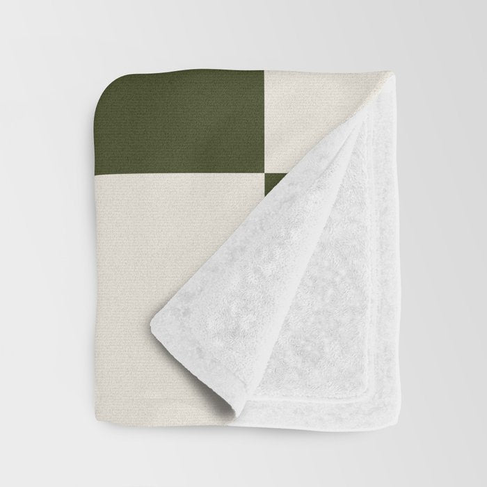Checkered (Olive Cream) Throw Blanket Gallery Image 3