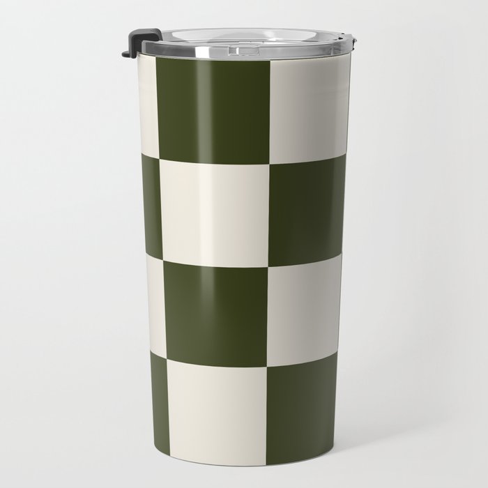 Checkered (Olive Cream) Travel Mug Gallery Image 3