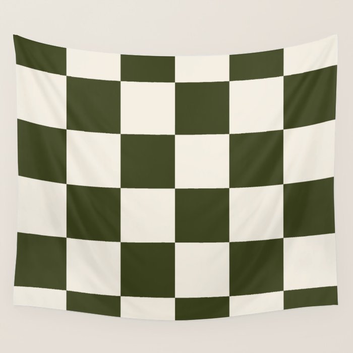 Checkered (Olive Cream) Wall Tapestry Gallery Image 1