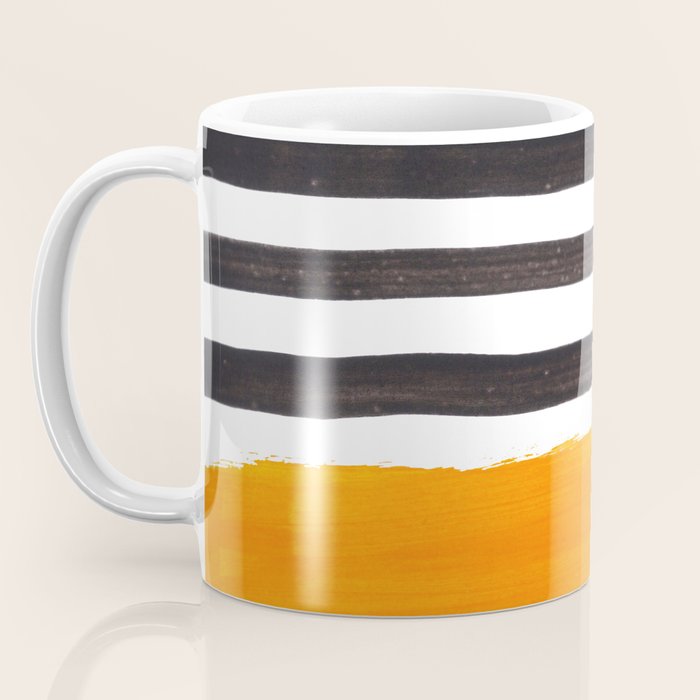 Minimalist Mid Century Mango Shade Black Lines Sunset Landscape Fun Coffee Mug Gallery Image 3
