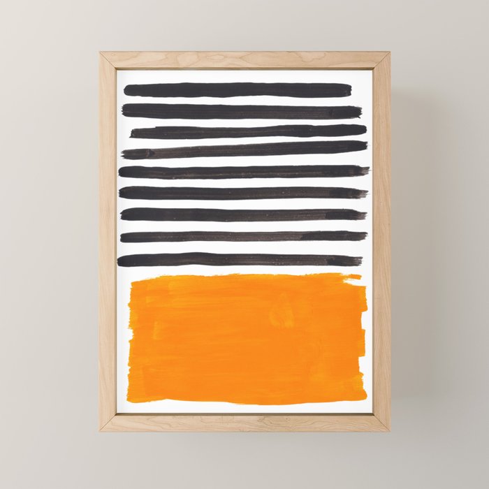Minimalist Mid Century Mango Shade Black Lines Sunset Landscape Fun Mini Art Print Gallery Image 1