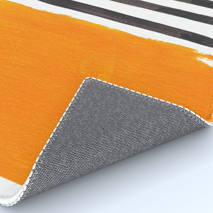 Minimalist Mid Century Mango Shade Black Lines Sunset Landscape Fun Rug Gallery Image 4