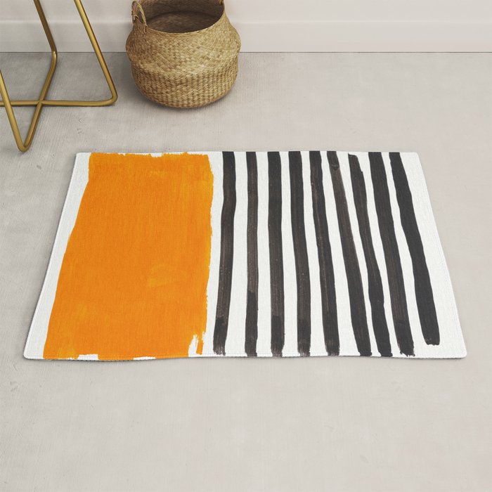 Minimalist Mid Century Mango Shade Black Lines Sunset Landscape Fun Rug Gallery Image 1