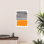 Minimalist Mid Century Mango Shade Black Lines Sunset Landscape Fun Poster Gallery Image 2