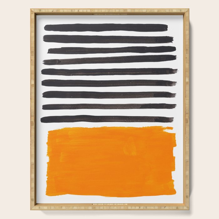 Minimalist Mid Century Mango Shade Black Lines Sunset Landscape Fun Serving Tray Gallery Image 1