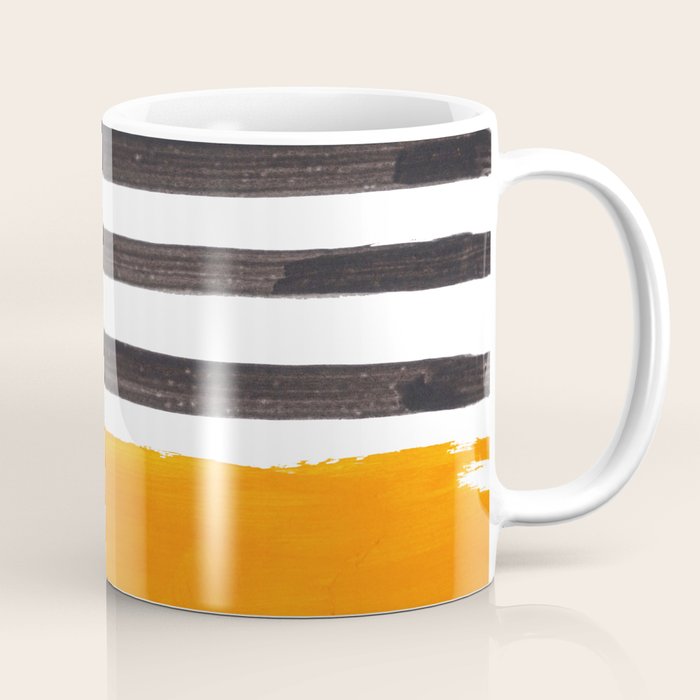 Minimalist Mid Century Mango Shade Black Lines Sunset Landscape Fun Coffee Mug Gallery Image 1