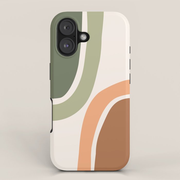 Abstract Shapes 55.2 in Sage Green and Terracotta (Rainbow Abstraction) iPhone Case Gallery Image 1