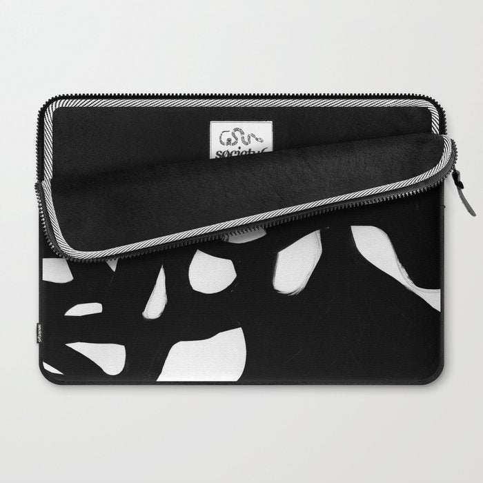 Maze Black & White Minimalist Abstract Mid century Ink Art Dark Brush Strokes Laptop Sleeve Gallery Image 2